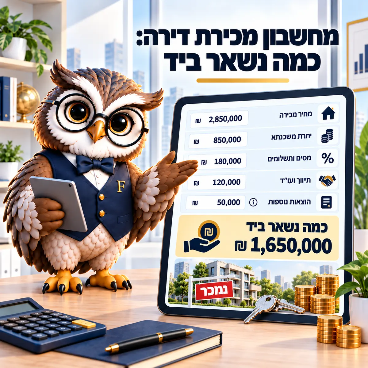 מחשבון מכירת דירה: כמה נשאר ביד