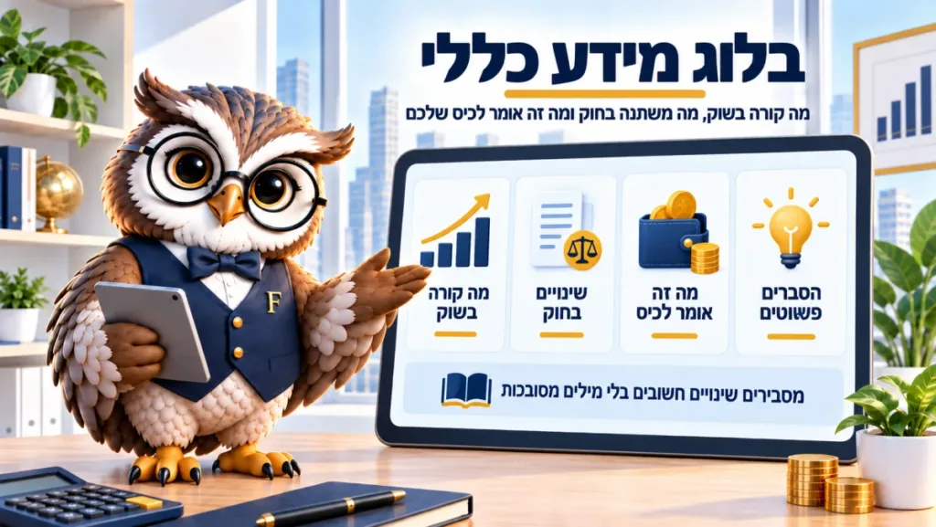 ינשוף פיננסיקו מציג את מדור המידע הכללי: מה קורה בשוק, שינויים בחוק ומה זה אומר לכיס