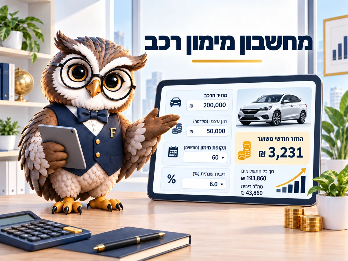 מחשבון מימון רכב: ההחזר, הבלון והעלות שלא כתובה בהצעה