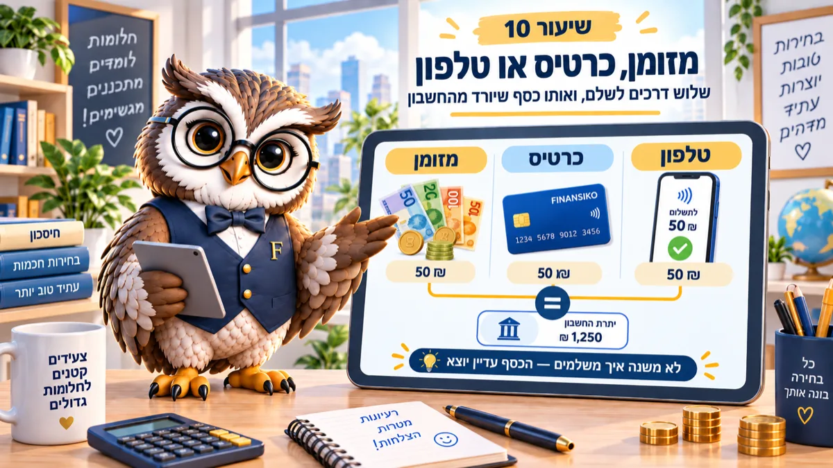 שיעור 10 · מזומן, כרטיס או טלפון: הכסף נעלם אותו דבר
