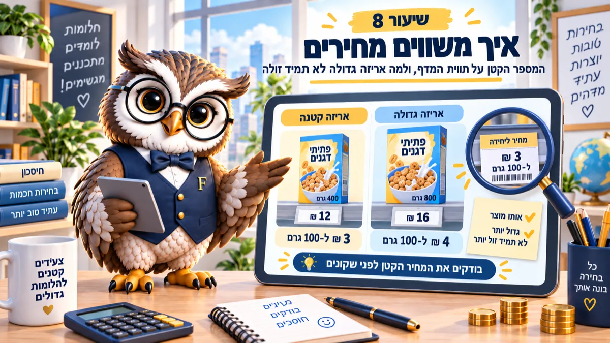 שיעור 8 · איך משווים מחירים ולא משלמים יותר מדי