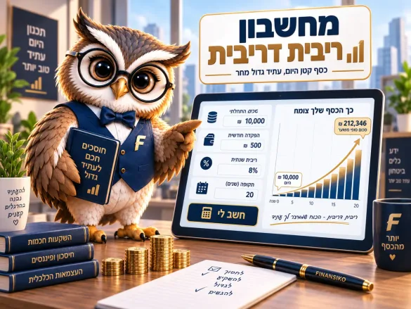ינשוף פיננסיקו מציג גרף צמיחה של ריבית דריבית עם הפקדה חודשית של 500 ₪