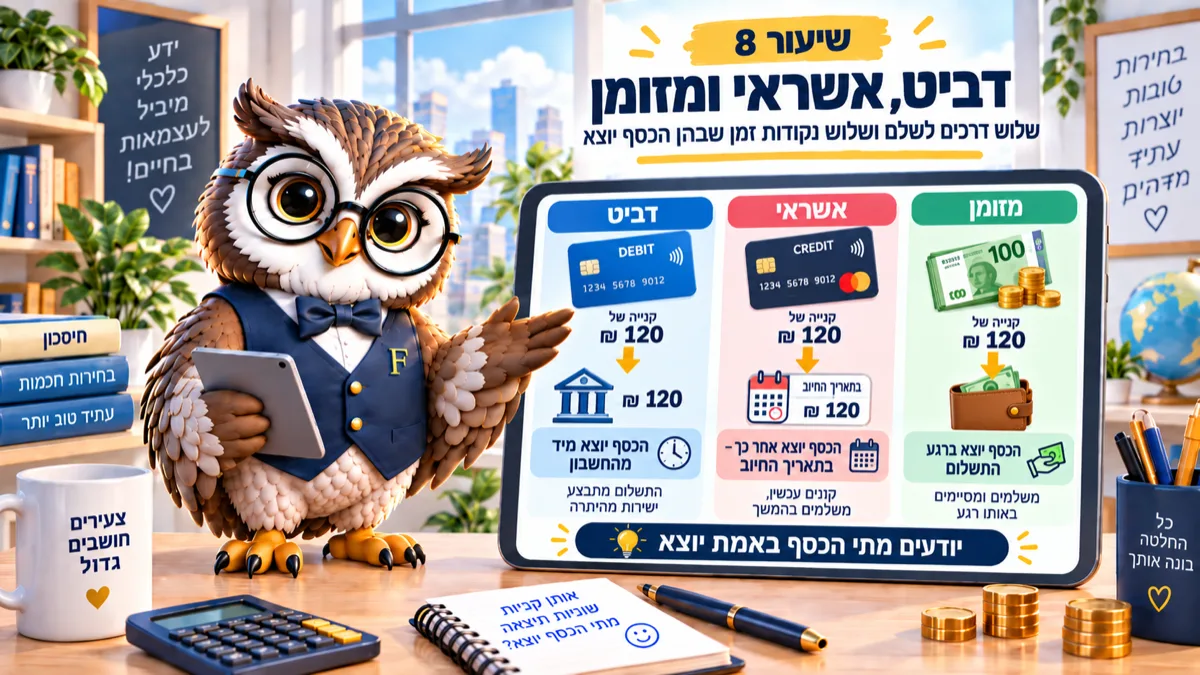 שיעור 8 · דביט ואשראי ומזומן: מאיפה הכסף באמת יוצא