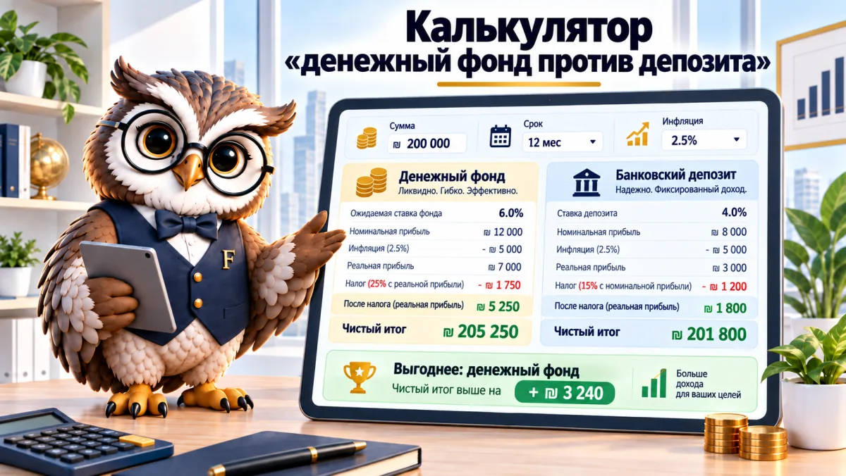 Калькулятор «денежный фонд против банковского депозита»