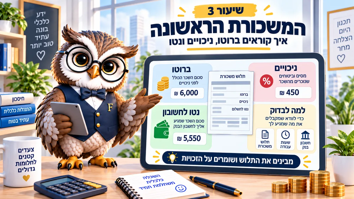 שיעור 3 · המשכורת הראשונה: איך מחלקים אותה נכון