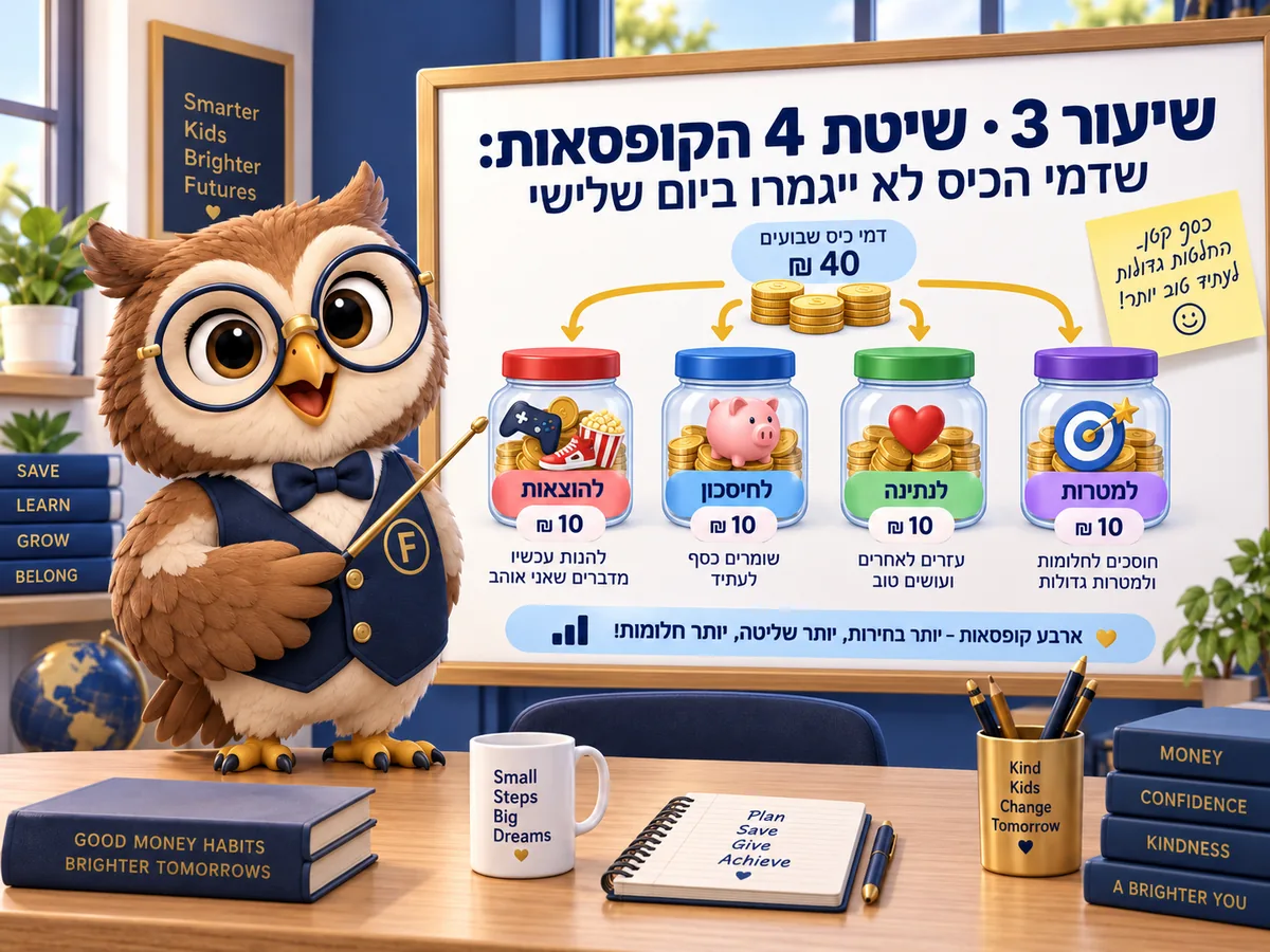 שיעור 3 · שיטת 4 הקופסאות: שדמי הכיס לא ייגמרו ביום שלישי