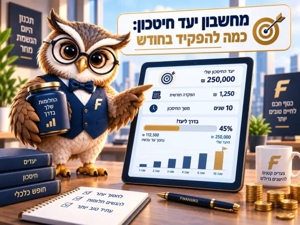 ינשוף פיננסיקו מציג יעד חיסכון של 250,000 ₪ ופס התקדמות של 45 אחוז