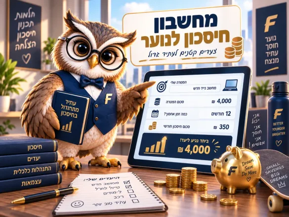ינשוף פיננסיקו מציג מחשבון חיסכון לנוער: מטרה של 4,000 ₪ בתוך 12 חודשים