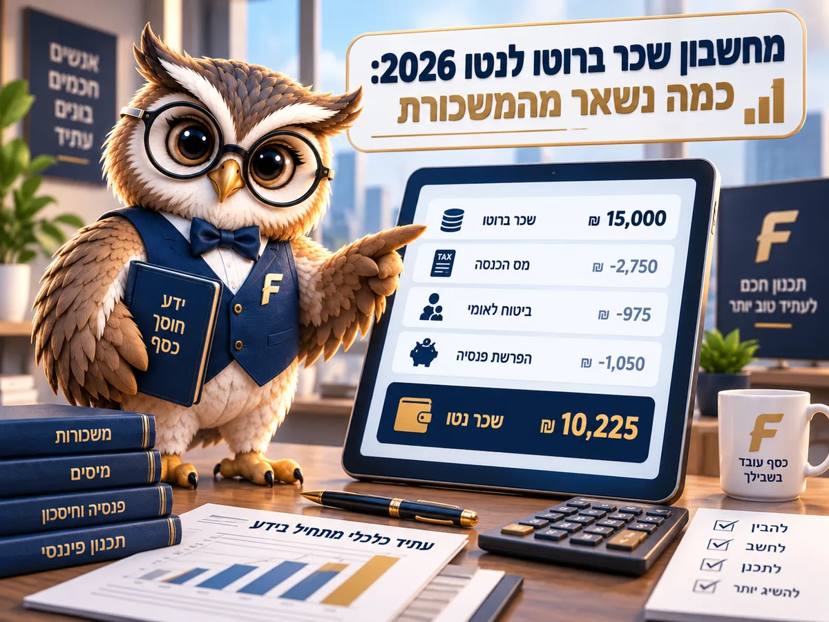 מחשבון שכר ברוטו לנטו 2026: כמה נשאר מהמשכורת