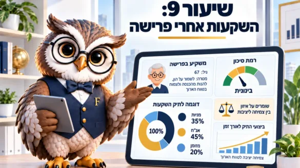 ינשוף פיננסיקו ליד לוח שיעור 9: השקעות אחרי פרישה, פרופיל משקיע, רמת סיכון ודוגמה לתיק השקעות