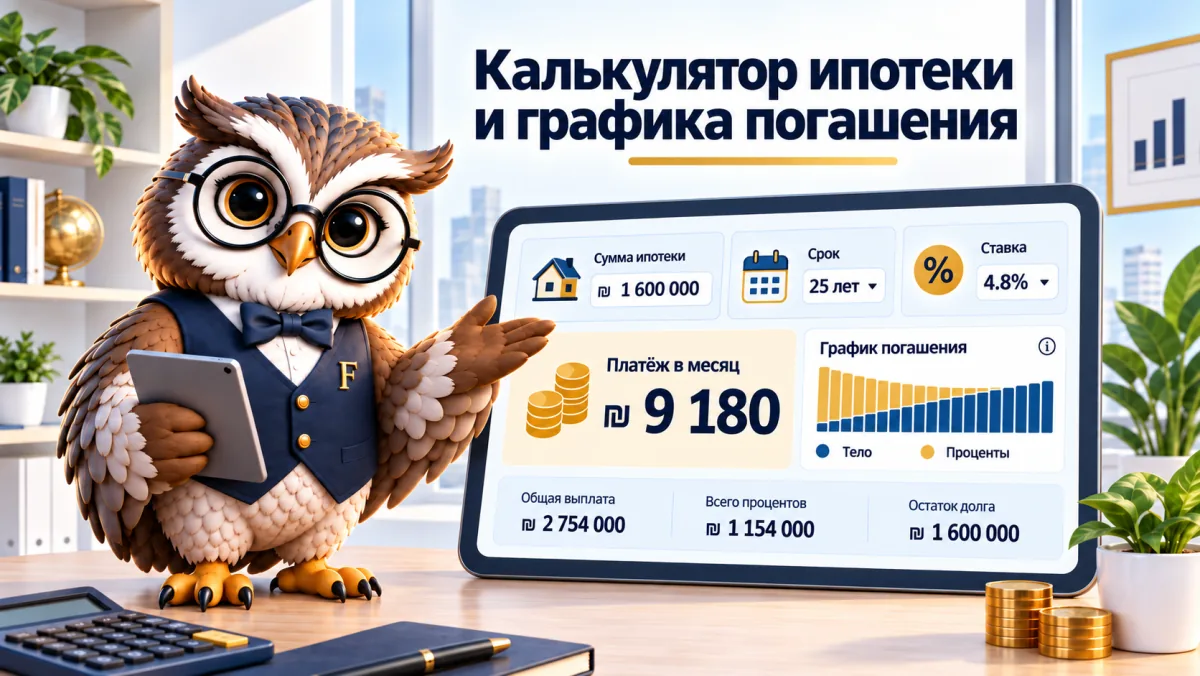 Калькулятор ипотеки и график погашения
