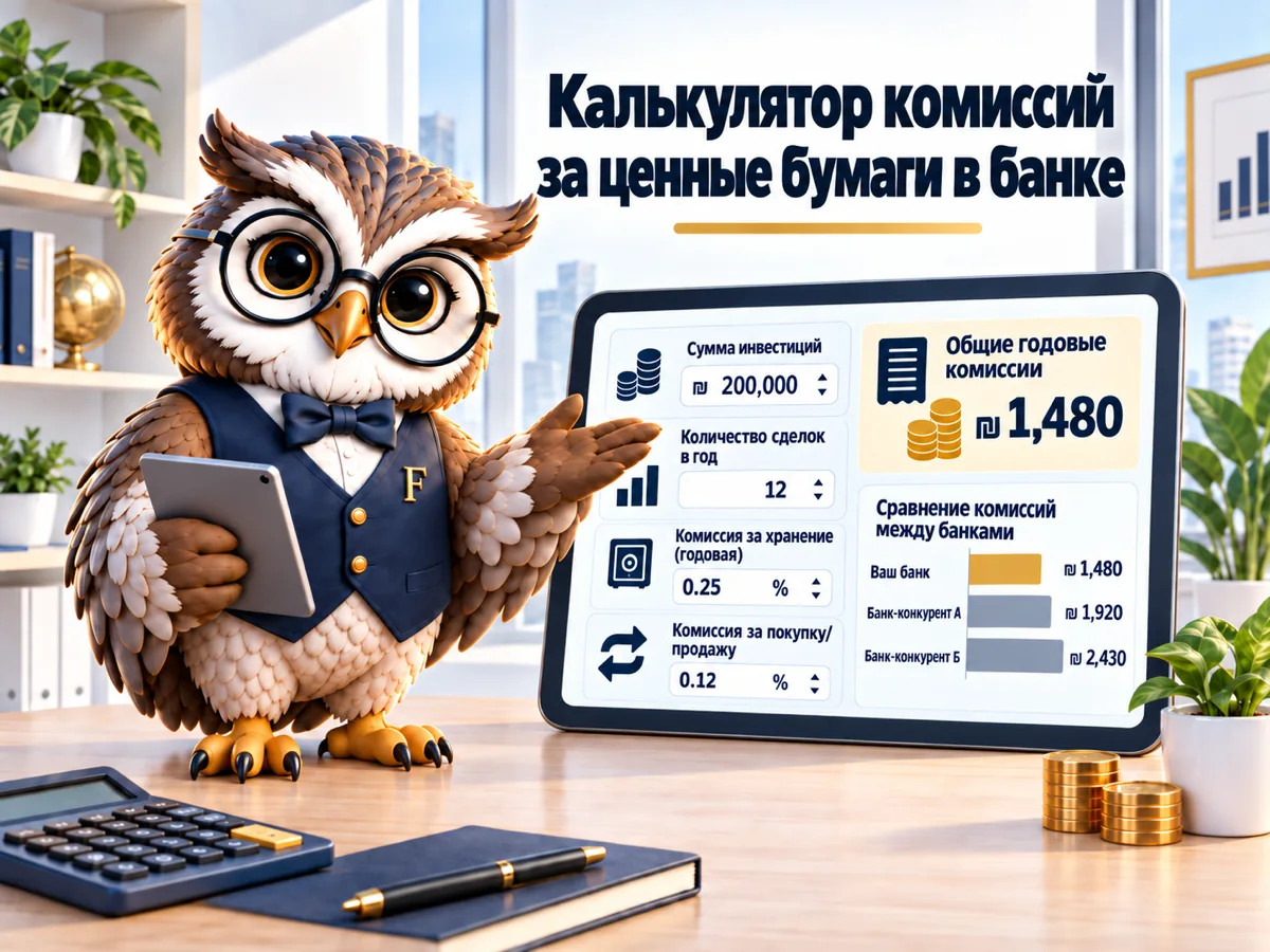 Калькулятор комиссий за ценные бумаги в банке