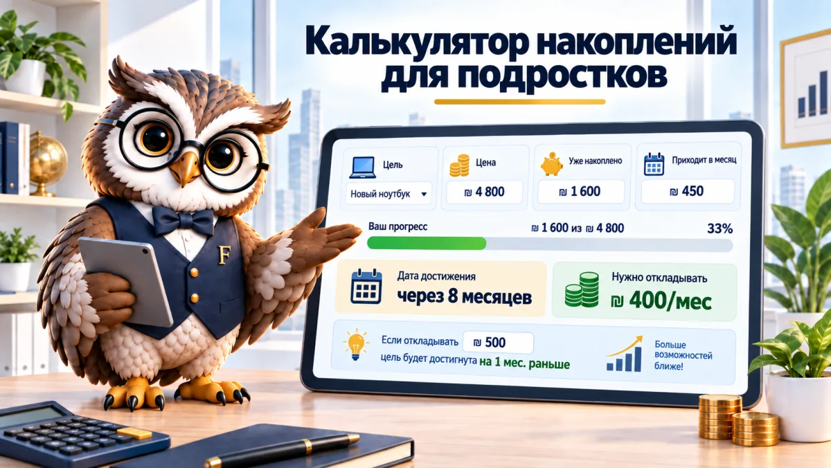 Калькулятор накоплений для подростков: когда вы дойдёте до цели