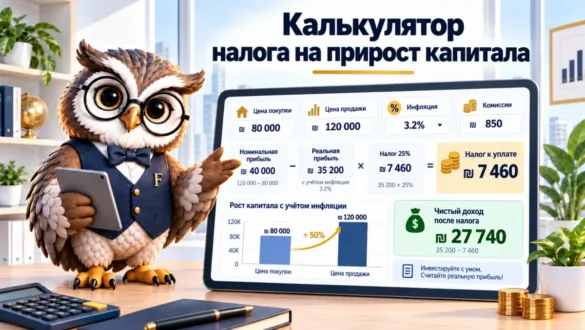 Сова Finansiko показывает разницу между номинальной и реальной прибылью и налог на прирост капитала