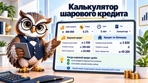 Сова Finansiko сравнивает шаровой кредит и кредит по схеме Шпитцера: платёж в месяц и платёж в конце