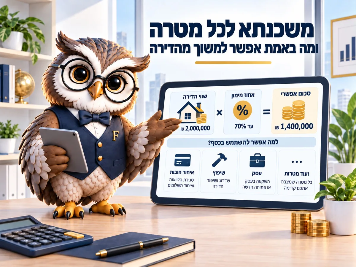 משכנתא לכל מטרה ומה באמת אפשר למשוך מהדירה