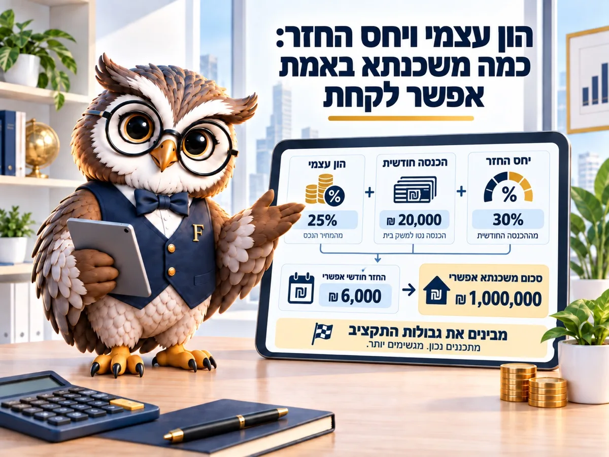 הון עצמי ויחס החזר: כמה משכנתא באמת אפשר לקחת