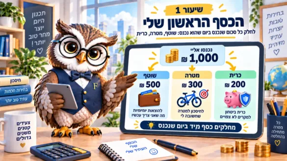 ינשוף פיננסיקו מחלק 1,000 שקלים לשלוש קופסאות: שוטף, מטרה וכרית ביטחון