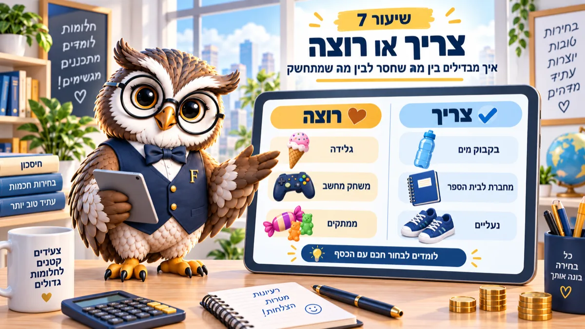 שיעור 7 · צריך או רוצה: איך יודעים מה באמת חסר לכם
