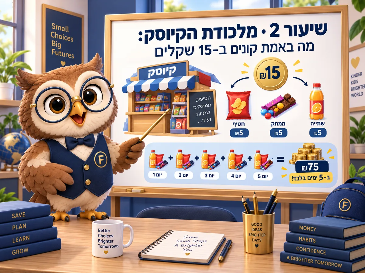שיעור 2 · מלכודת הקיוסק: מה באמת קונים ב-15 שקלים