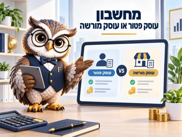 ינשוף פיננסיקו מציג השוואה בין עוסק פטור לעוסק מורשה על מסך טאבלט