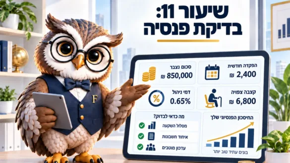 ינשוף פיננסיקו ליד לוח שיעור 11: בדיקת פנסיה, סכום נצבר, הפקדה חודשית, דמי ניהול וקצבה צפויה