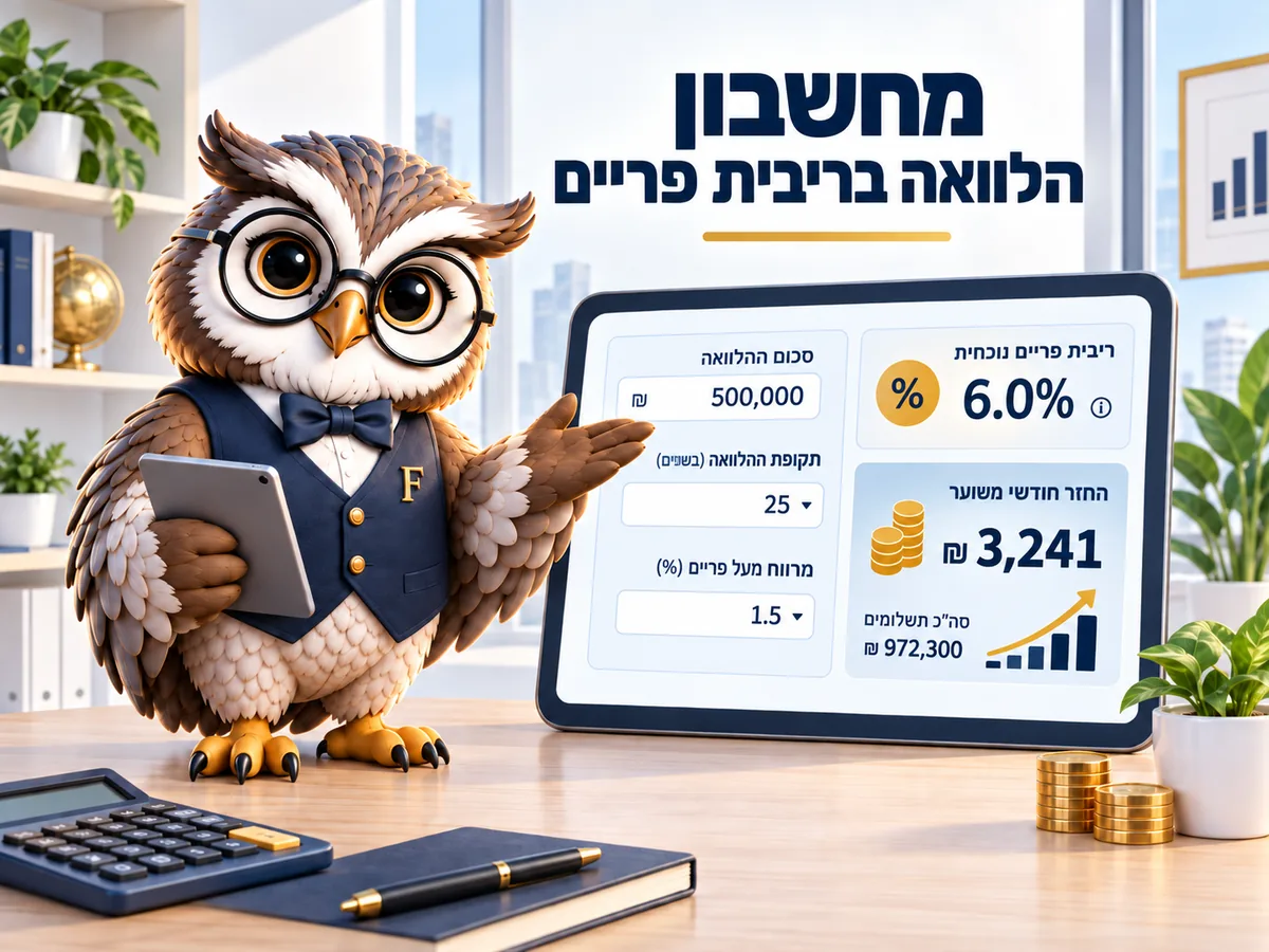 מחשבון הלוואה בריבית פריים