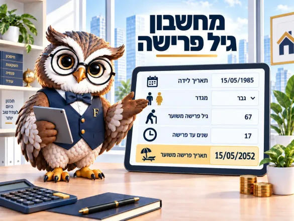 ינשוף פיננסיקו מציג חישוב גיל פרישה: תאריך לידה, מין, גיל פרישה משוער ותאריך הפרישה