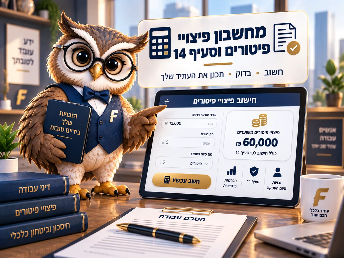 מחשבון פיצויי פיטורים וסעיף 14
