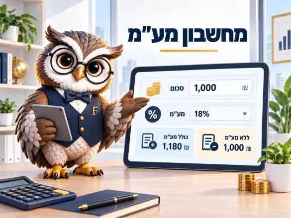 ינשוף פיננסיקו מציג חישוב מע"מ של 18 אחוז: 1,000 ₪ לפני ו-1,180 ₪ אחרי