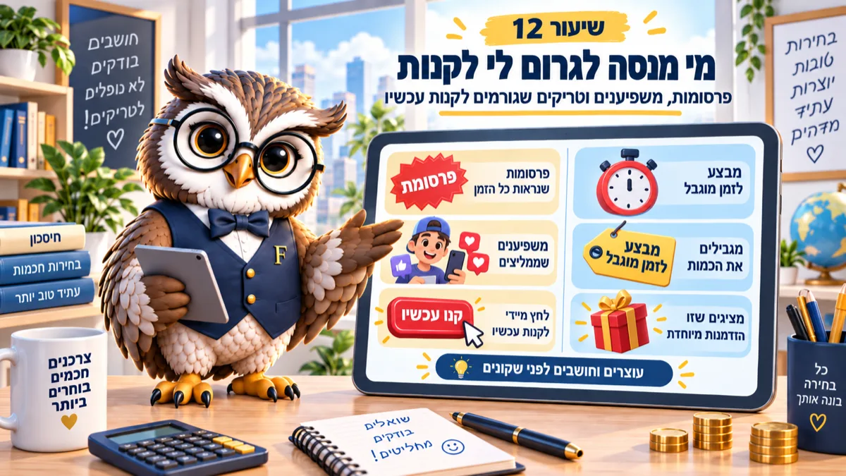 שיעור 12 · מי מנסה לגרום לי לקנות, ואיך מזהים את זה